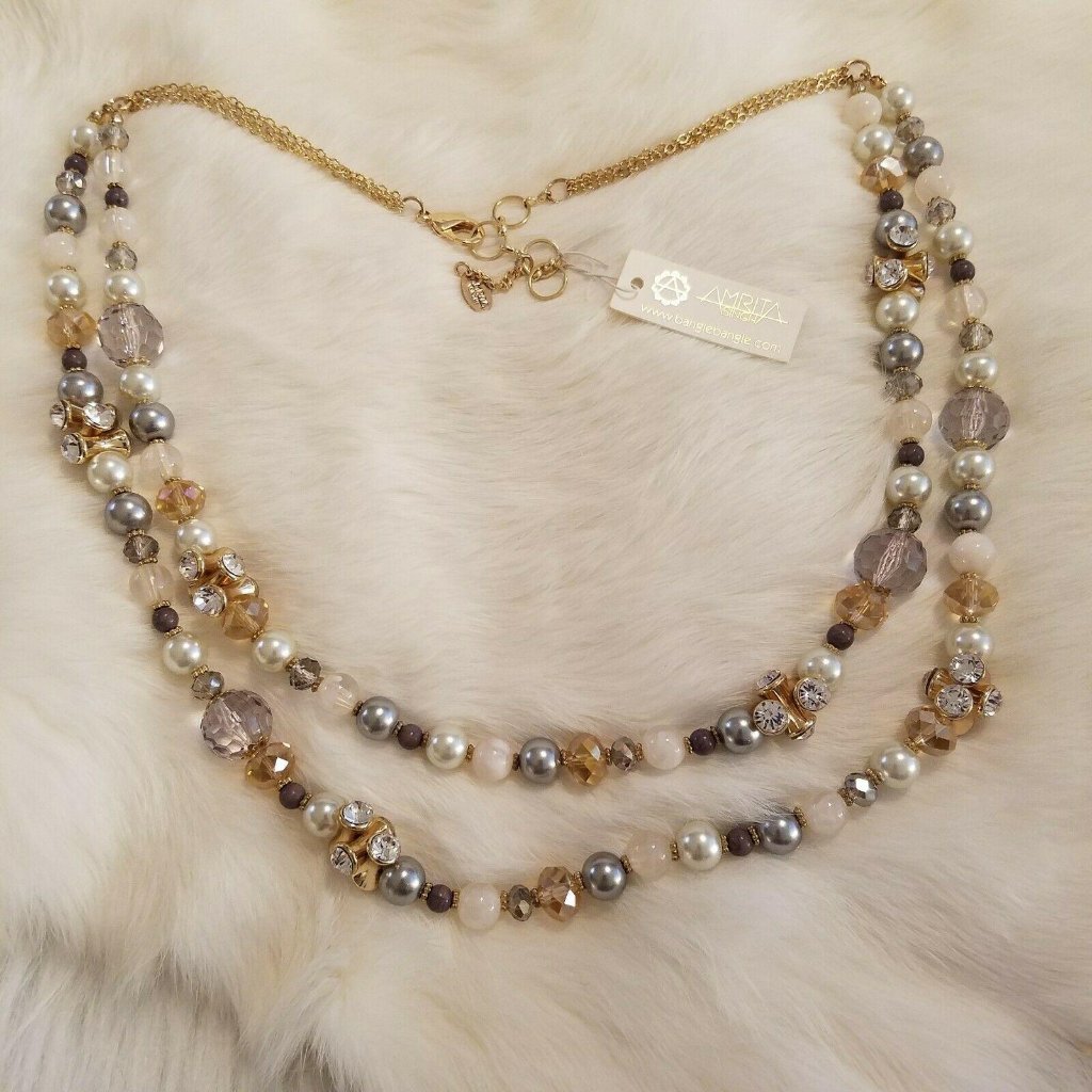 Amrita Singh Regency Necklace Layered Rhinestone Boho Coastal Festival 3509